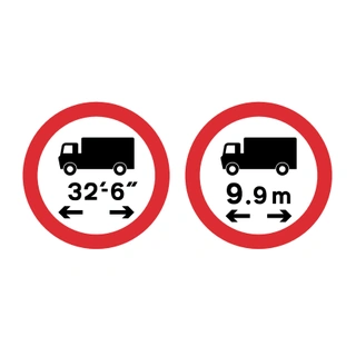 No vehicle or combination of vehicles over length shown