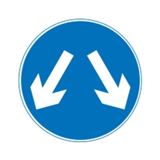 Vehicles may pass either side