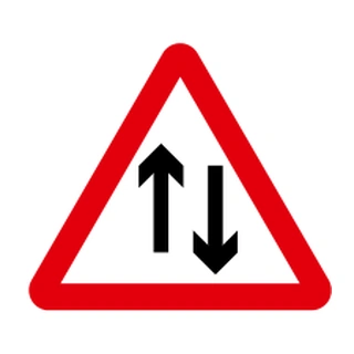 Two-way traffic straight ahead