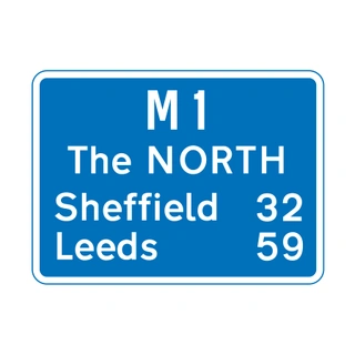 Route confirmatory sign after motorway junction