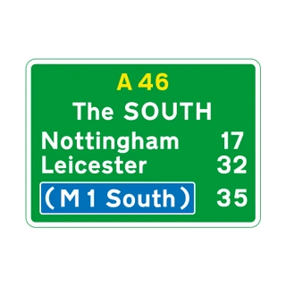 Route confirmatory sign after primary-route junction
