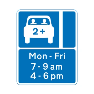 Vehicles permitted to use an HOV lane ahead