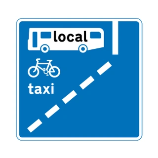 With-flow bus lane ahead (cycles and taxis may also use)