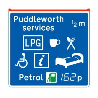Motorway service area sign (facilities)