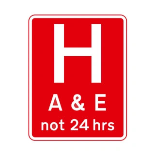 Hospital ahead with Accident and Emergency facilities
