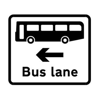Bus lane on road at junction ahead