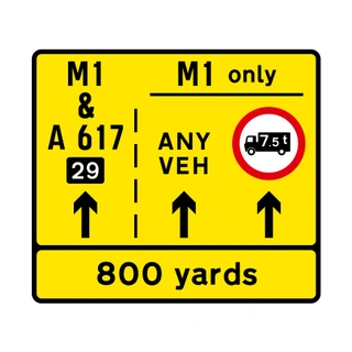 Lane restrictions at road works with route information