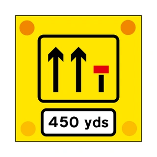 One lane crossover at contraflow road works (450 yards)